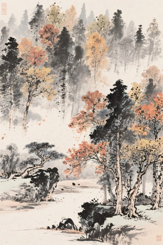 山水水墨国画卷