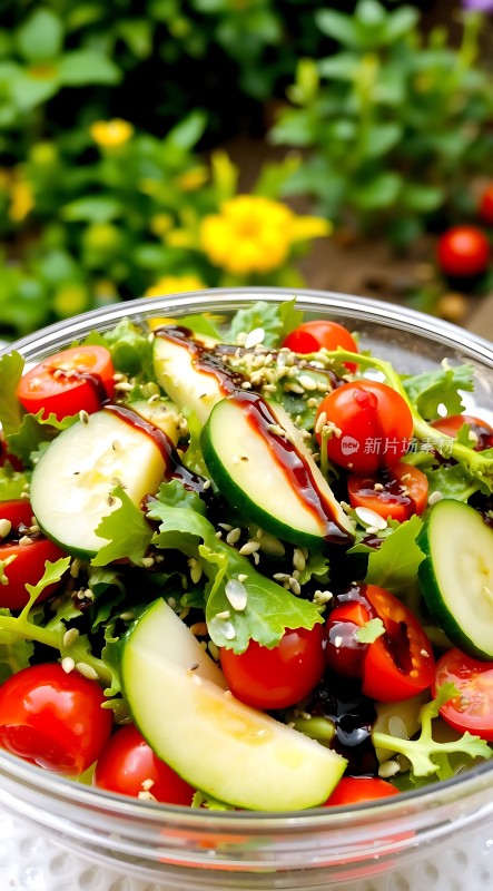 清新蔬菜沙拉色彩缤纷健康美味！