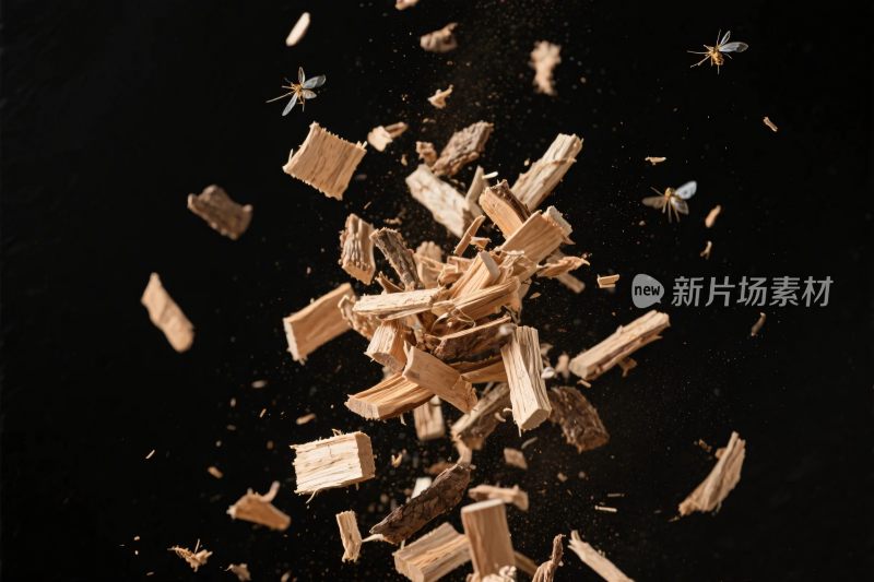 木屑飞溅动态场景
