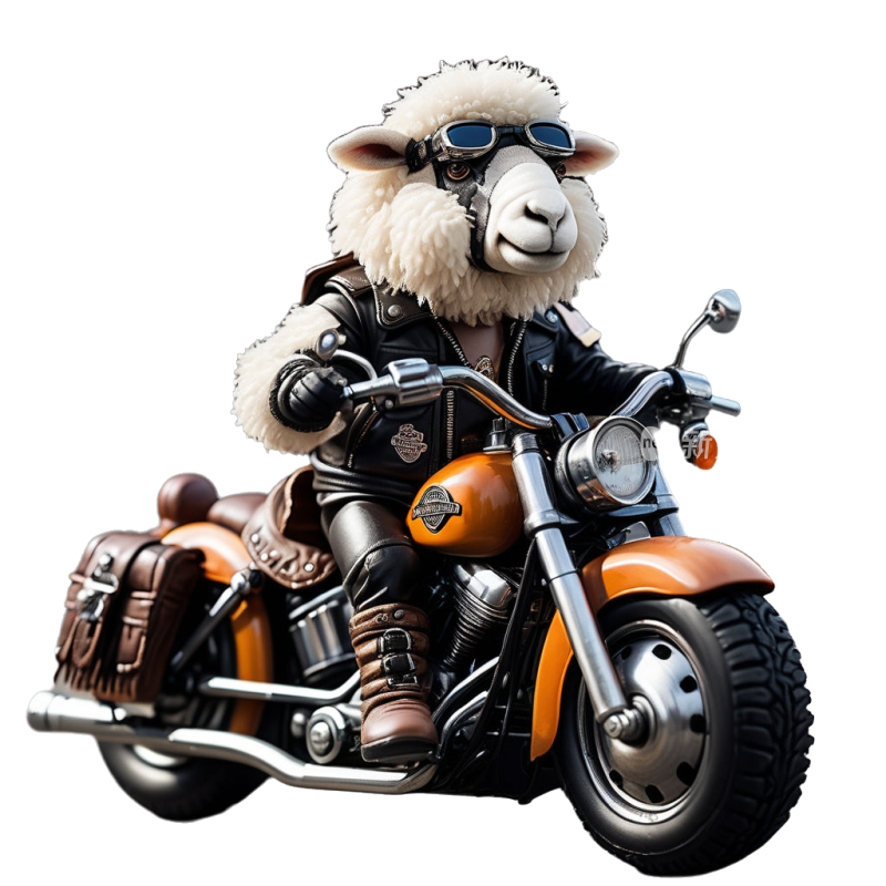 十二生肖动物哈雷机车摩托车骑手羊