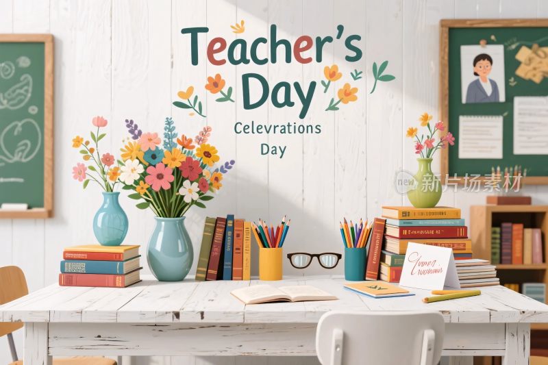 教师节教学场景插画