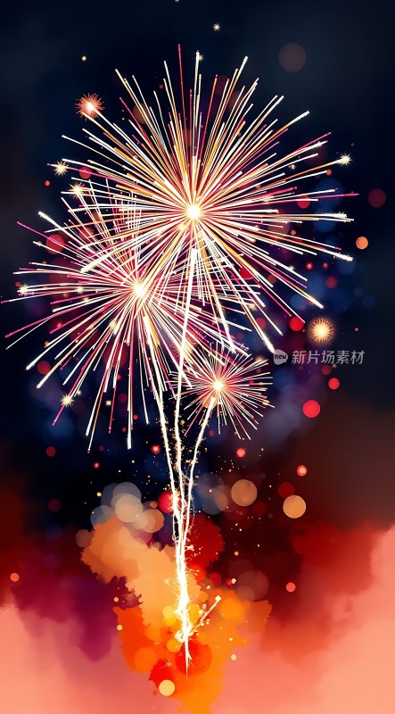 璀璨烟花绽放夜空