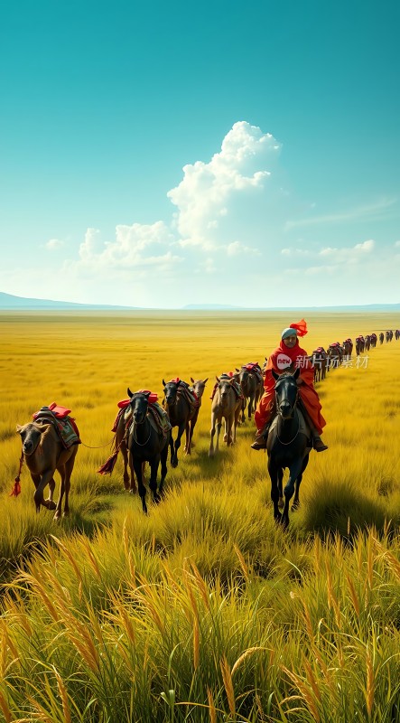 草原上的驼队之旅