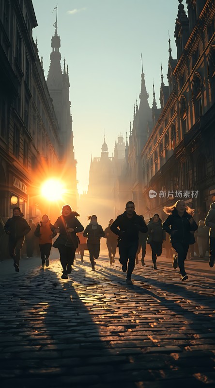 晨光中的奔跑者