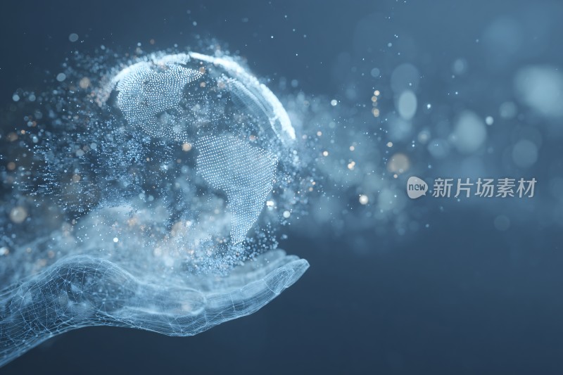 手托粒子构成的透明球体