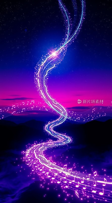 紫色音符夜空之旅