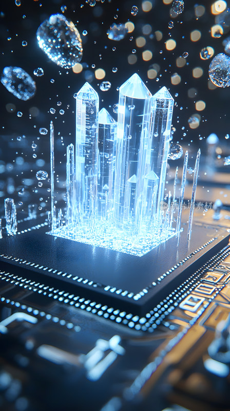 电路板上水晶几何形状