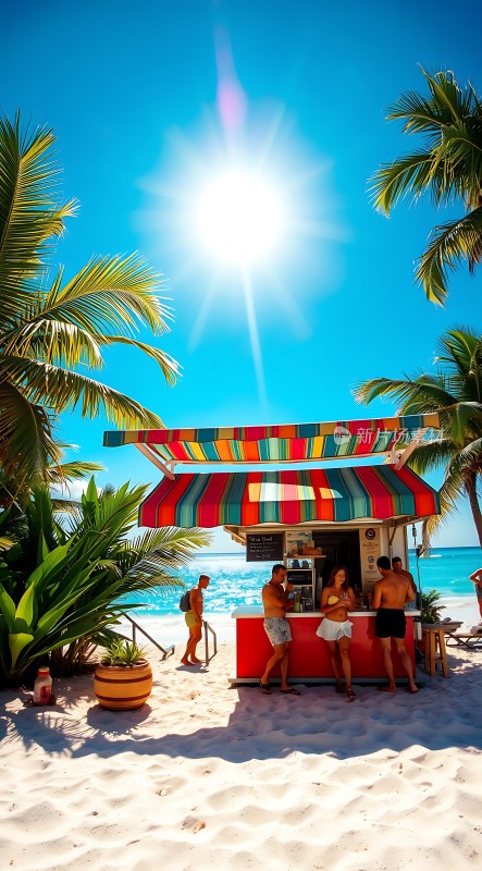 阳光下的热带风情小摊