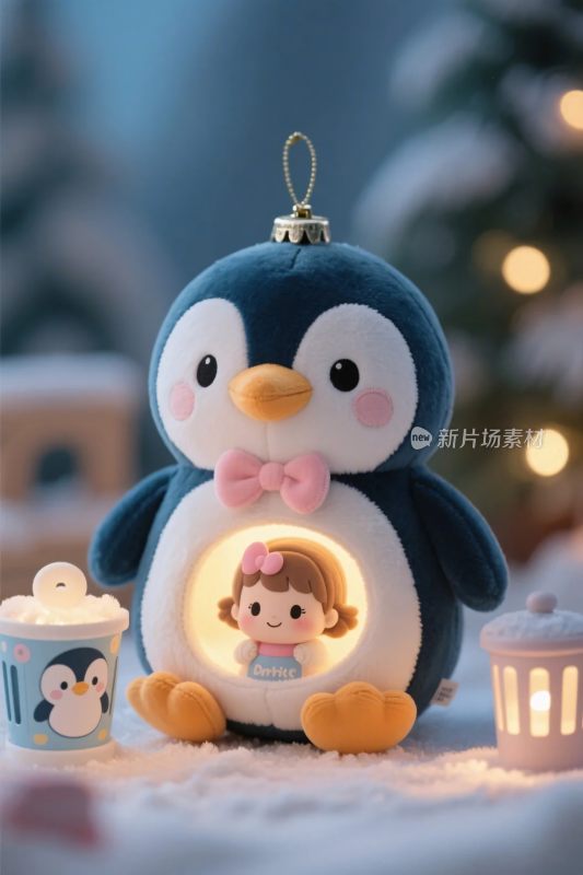 可爱企鹅玩偶插画