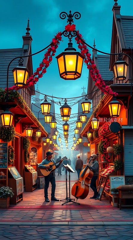 夜幕下的街头音乐会
