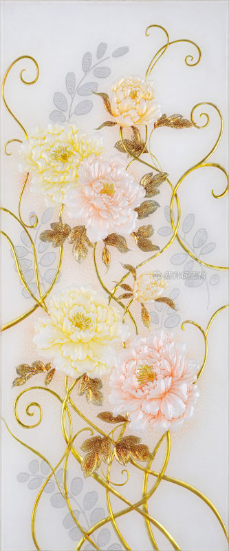 欧式牡丹素材屏风背景