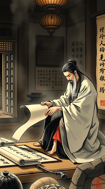 古风书法大师专注创作