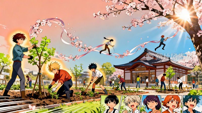 春日植树节樱花树下共筑美好未来