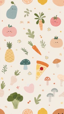 可爱卡通蔬菜水果插画图案