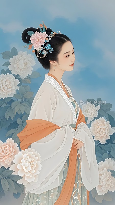 汉服佳人花影婆娑