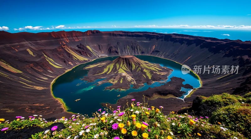 火山口湖畔花海