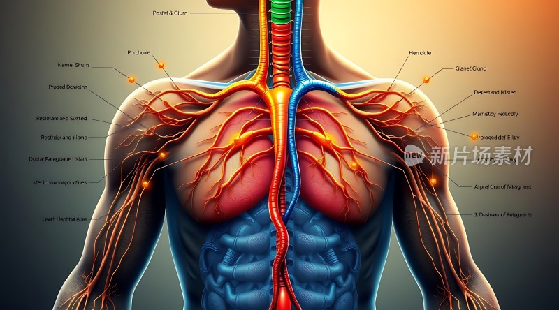 人体循环与呼吸系统解剖图