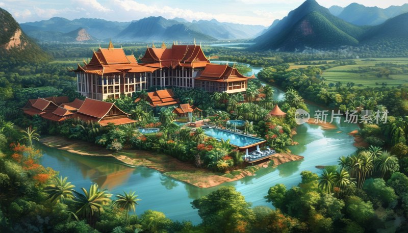 湄公河畔酒店美景