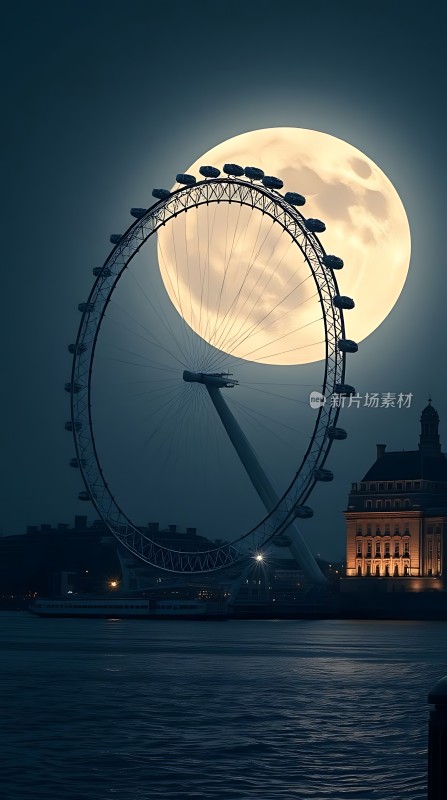 伦敦眼与满月共舞