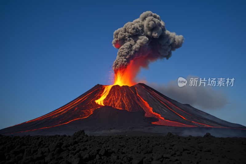 火山喷出熔岩熔岩从中涌出高清风景图片