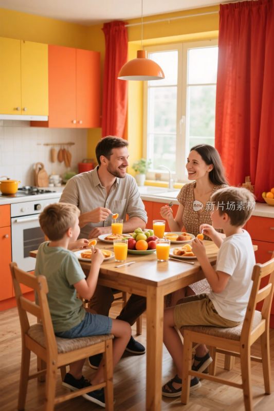 家庭温馨用餐场景