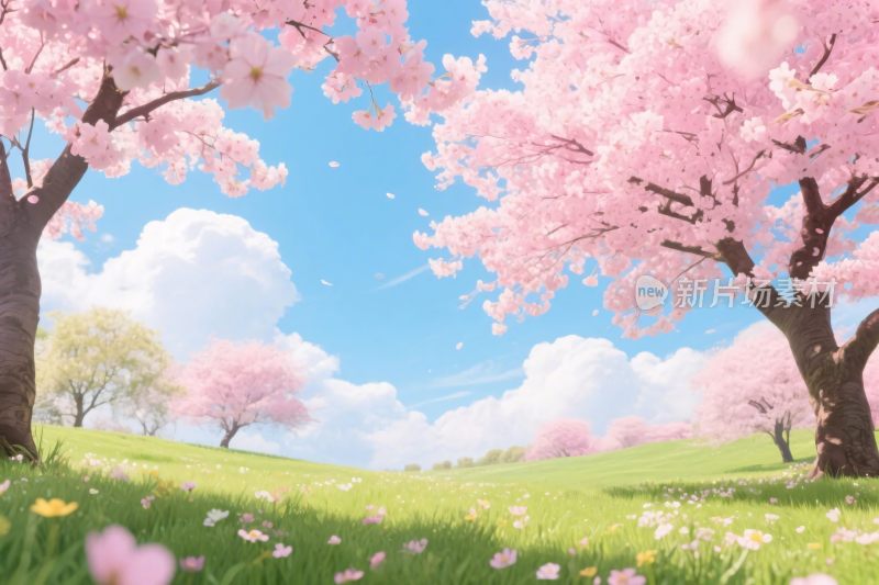 樱花春日风景插画