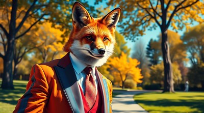秋日森林里的狐狸绅士