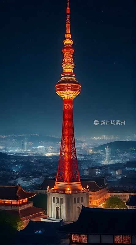 东方明珠夜色下的璀璨光芒