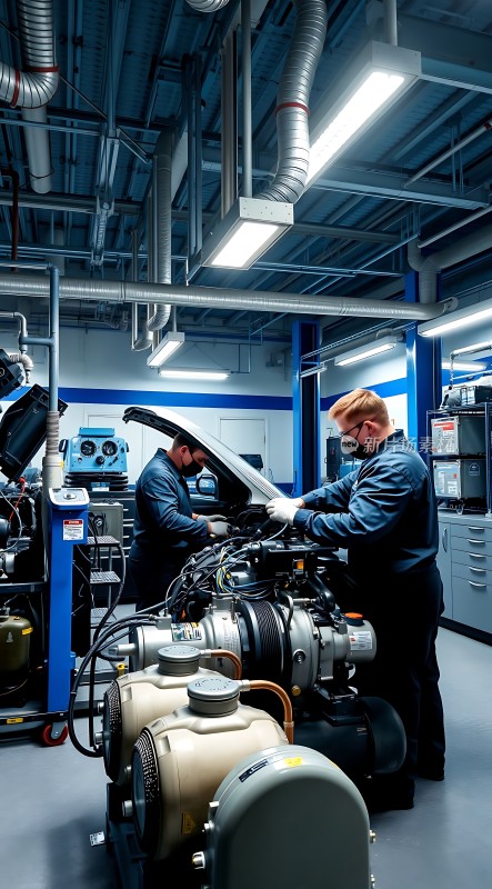 机械师专注检修汽车引擎车间环境专业严谨