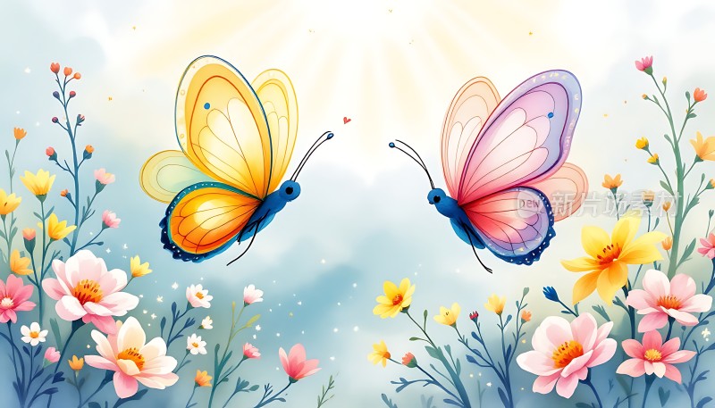 彩蝶翩翩花间舞