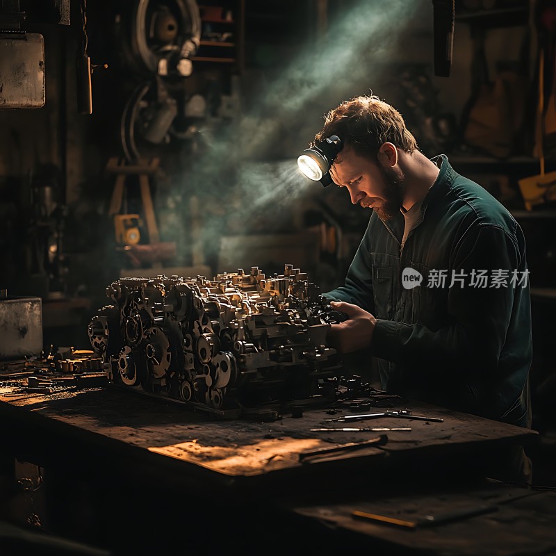 机械师专注检修发动机