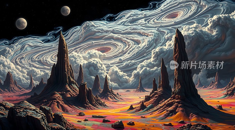 异星奇景奇幻沙漠与神秘天体