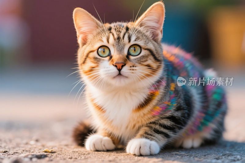 穿彩色毛衣的小猫