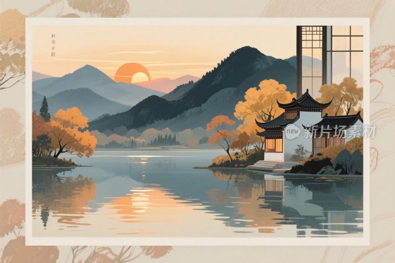 古风山水风景插画