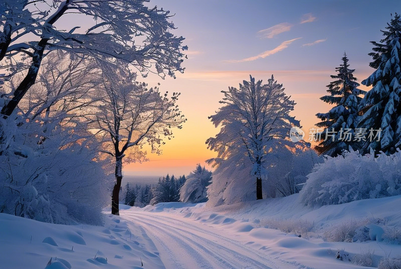 冬天冰雪天空自然风景