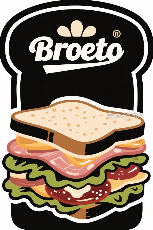 品牌三明治卡通插画