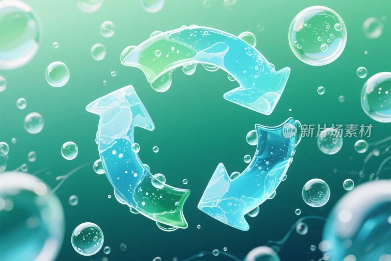 循环箭头水泡环保插画
