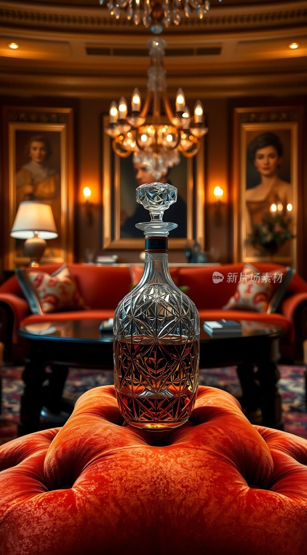 豪华客厅中的精美酒瓶