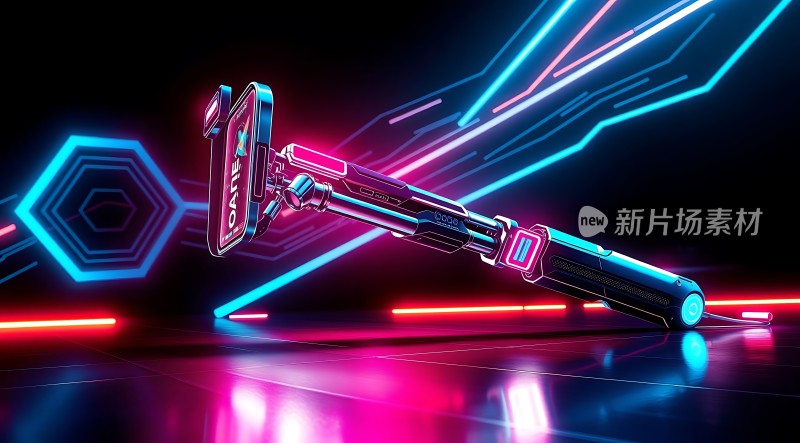 新片场素材科技感自拍杆