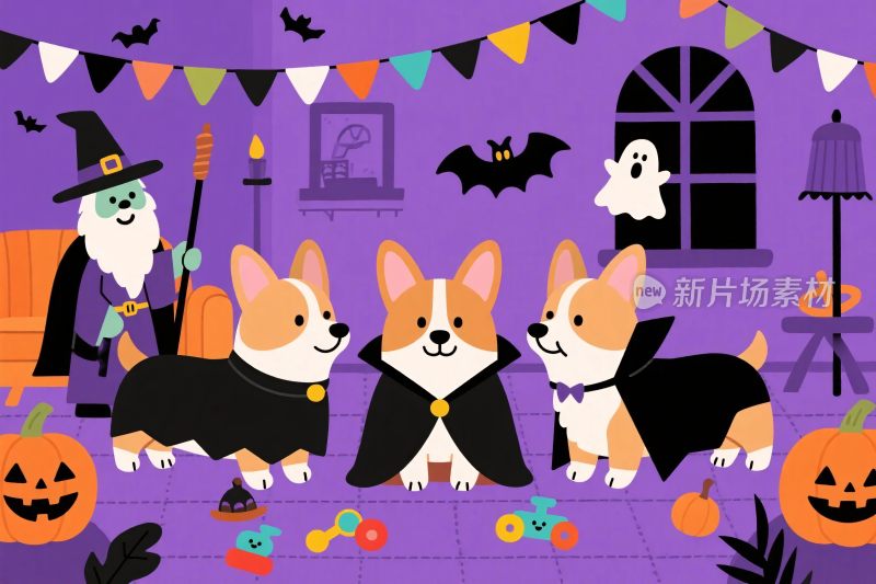 万圣节主题卡通插画