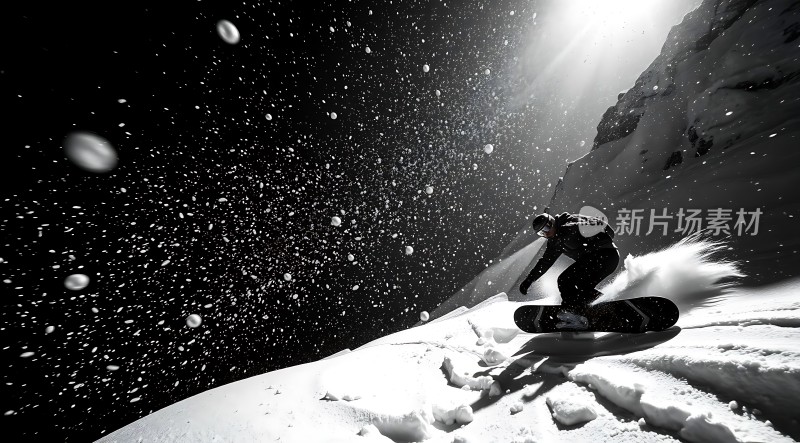 雪地滑板者挑战极限