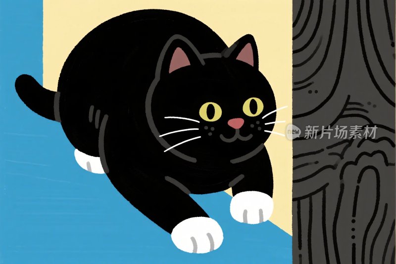 卡通黑猫插画