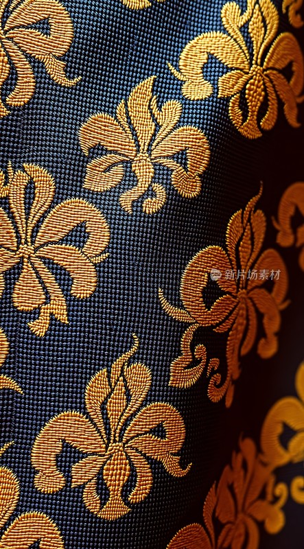 金色花纹布料纹理细节展示