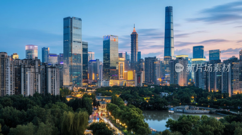 繁华都市夜景城市风光航拍