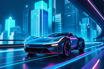 未来科技新能源汽车蓝色背景科技汽车
