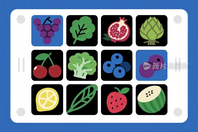多彩果蔬插画卡片