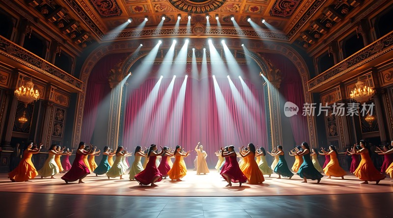 舞台上的彩色舞者