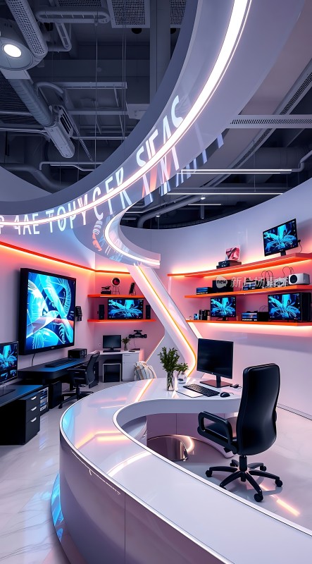 科技感办公室设计未来主义风格工作环境