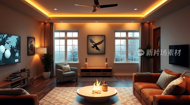 温馨客厅现代简约风格舒适生活空间