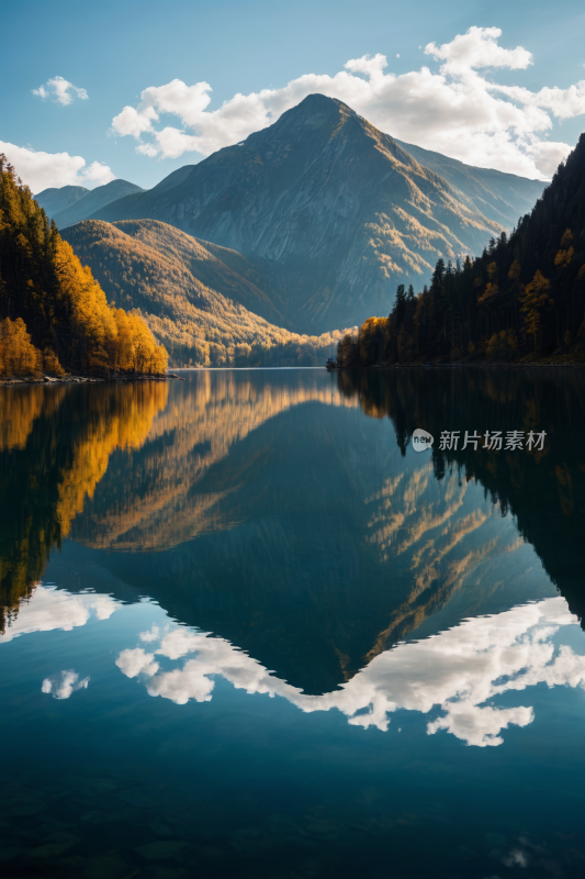 山倒映在山中的湖水中高清风景图片